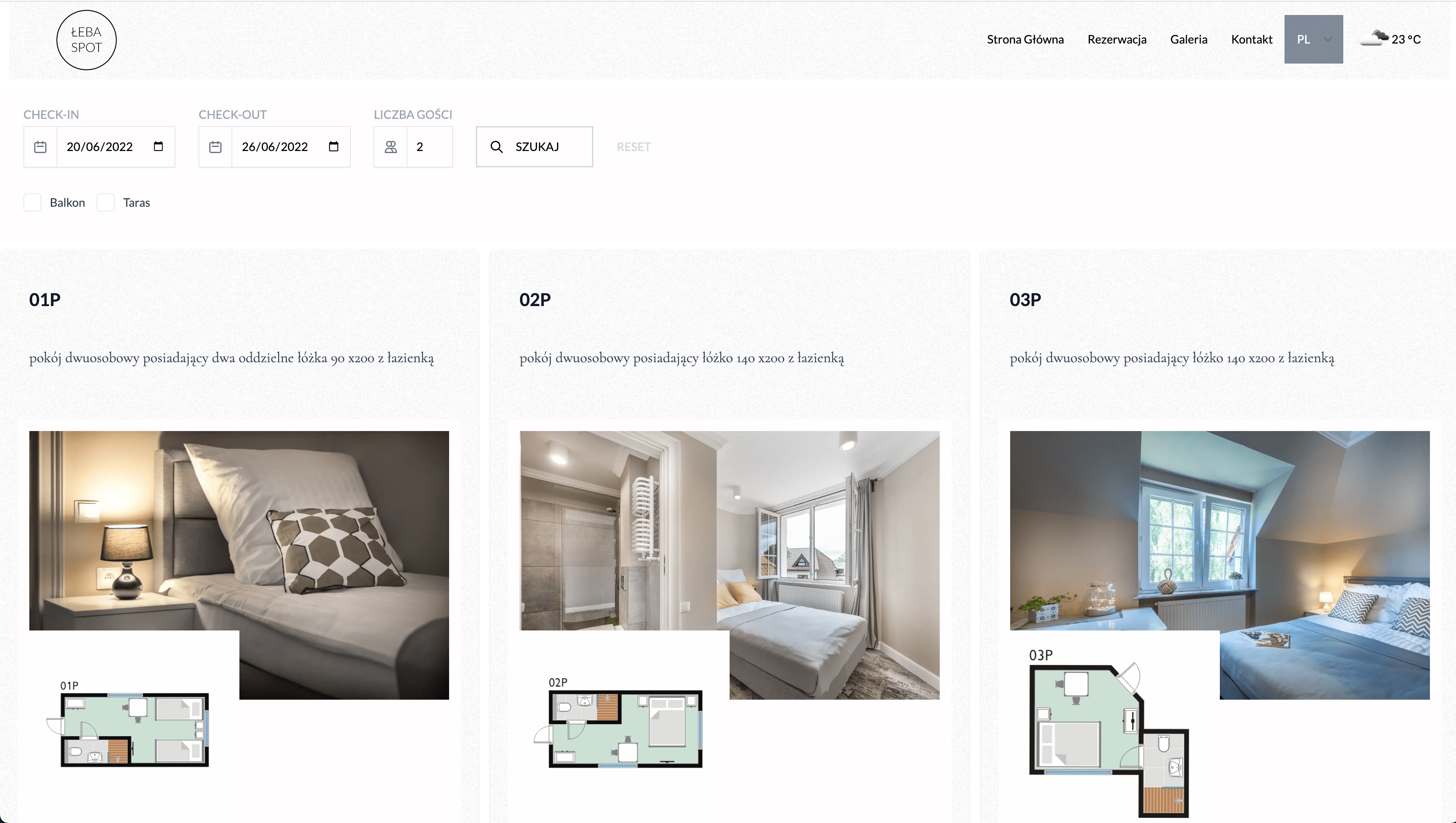 Website screen